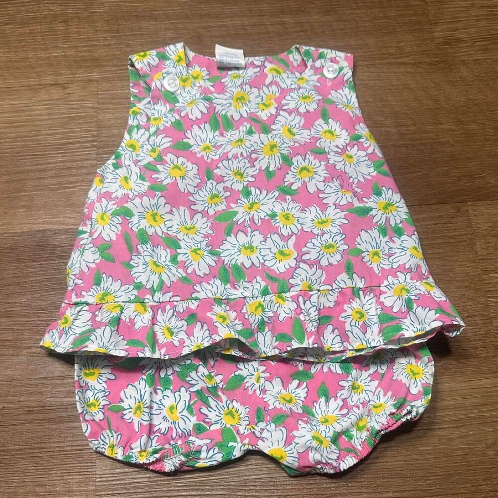 Pink daisy print romper with